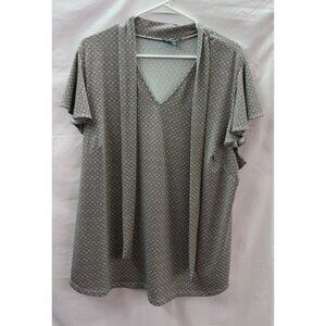 Adrianna Papella Women's 2x Geometric Pattern Pullover Blouse